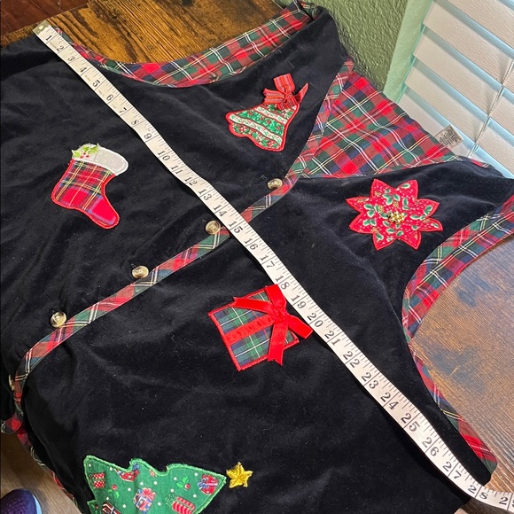 Vintage Velvet Christmas Plaid Vest 24W Plus Size - Picture 6 of 7